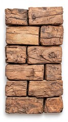 Obraz premium A photostock of natural wooden planks with aged textures, stacked symmetrically, isolated on a clean white background, rustic and detailed, High Quality