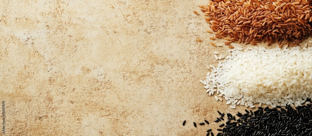Fototapete organic rice mixed rice and texture for background. with copy space image. place for adding text or 