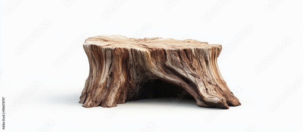Aufkleber knotted acacia wood stump set against a white background. with copy space image. place for adding te
