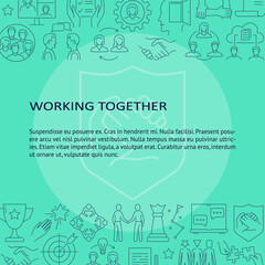 Working together poster template in line style