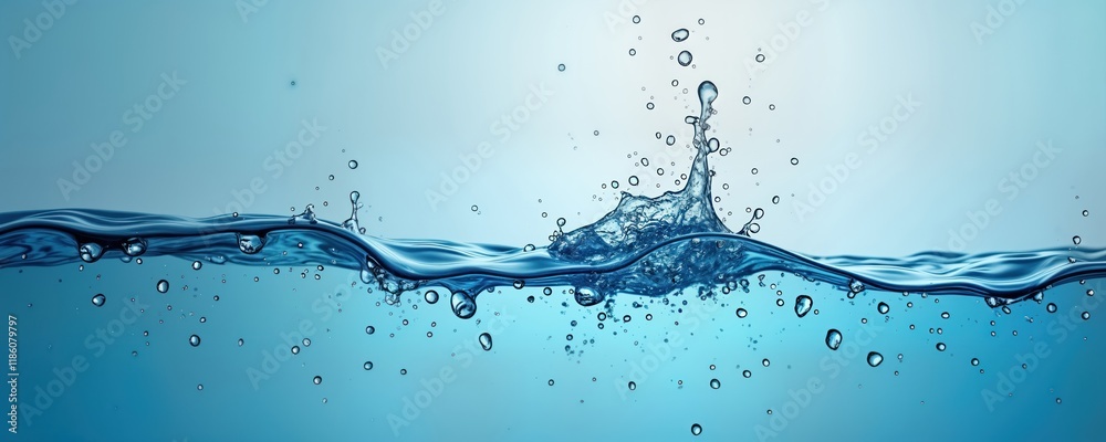 Aufkleber abstract image shows water surface with splashes, bubbles. water droplets, bubbles create dynamic, s