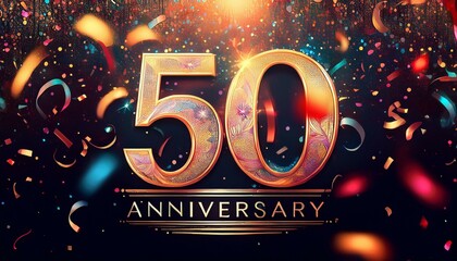 50 anniversary celebration with confetti. Generated image