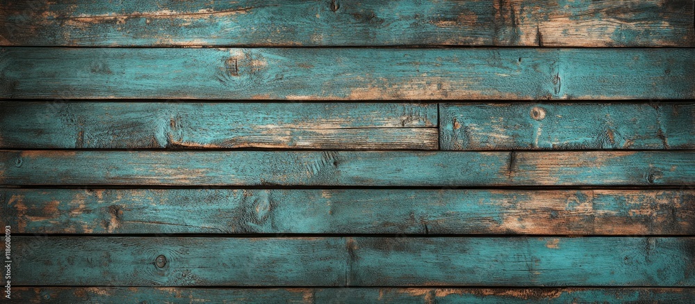 Poster Wood background texture Wooden surface aged planks blue green paint empty retro template for advertising text rough material closeup of grungy textured background. with copy space image