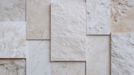 Textured Beige and White Stone Wall Tile Background