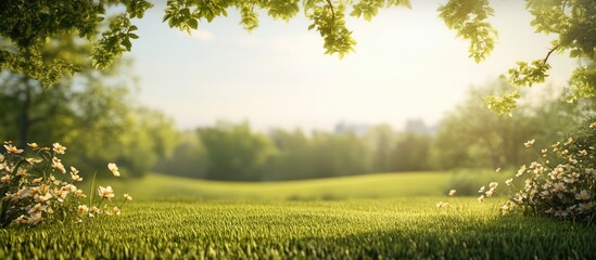 Fototapeta premium blurred natural scenery backdrop. with copy space image. Place for adding text or design