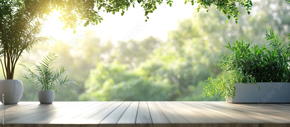 Poster balcony and terrace with a blurry nature background. with copy space image. place for adding text or