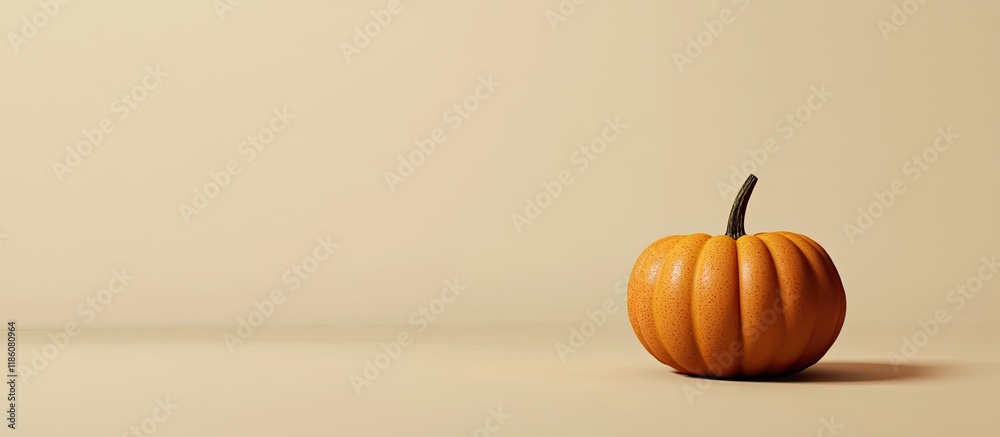 Poster One small pumpkin A minimalistic autumn still life. with copy space image. Place for adding text or design
