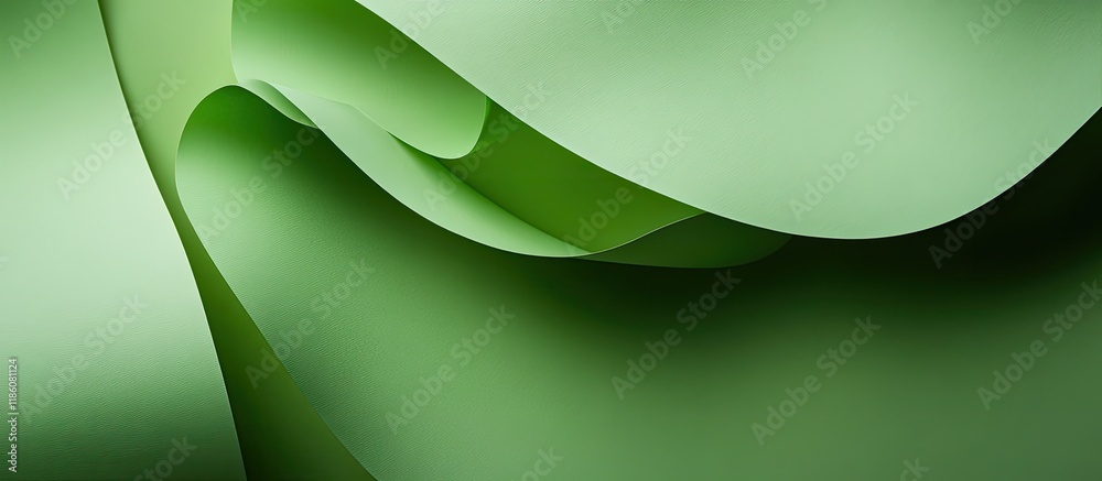 Leinwandbilder Green paper sheets as a backdrop. with copy space image. Place for adding text or design