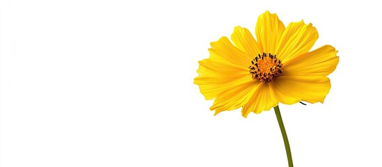 Isolated yellow flower. with copy space image. Place for adding text or design