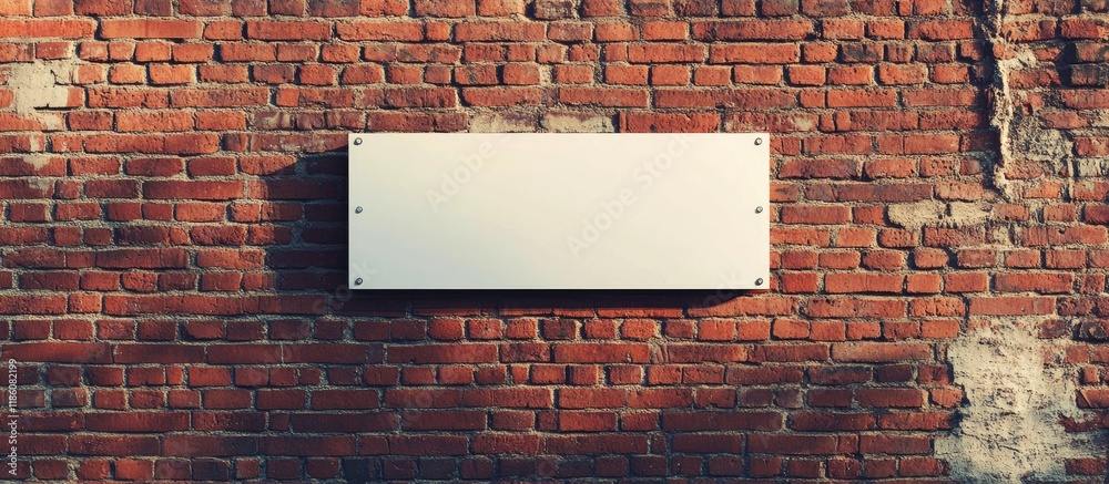 Poster Clipping path of a brick wall and a white sign. with copy space image. Place for adding text or design