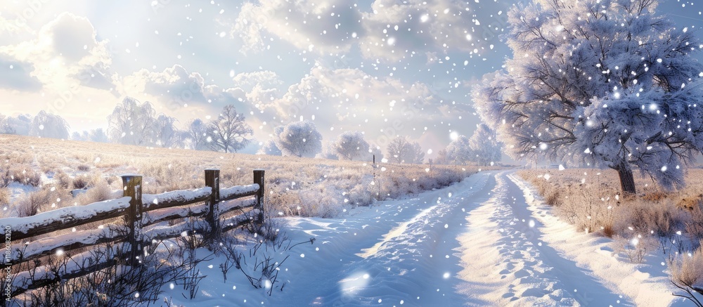 Leinwandbilder snowy scene in the countryside. with copy space image. place for adding text or design