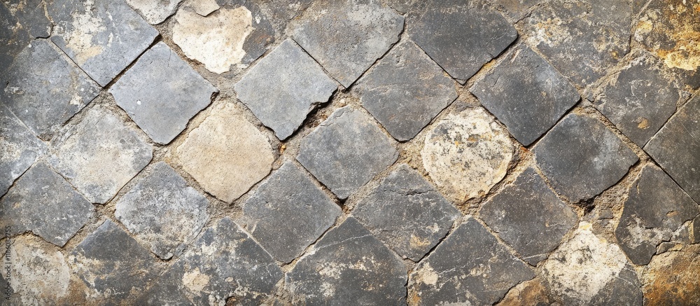 Poster top view of a stone floor in the temple with copy space