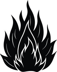 Black fire silhouette isolated on white background. Fire sign vector illustration design