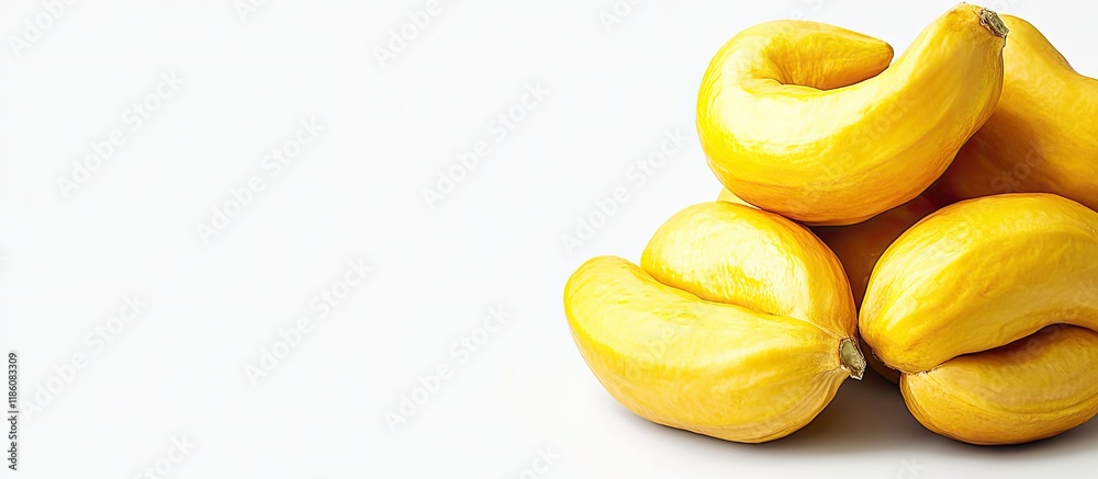 Aufkleber ripe yellow cashew fruit on a white background. with copy space image. place for adding text or desi