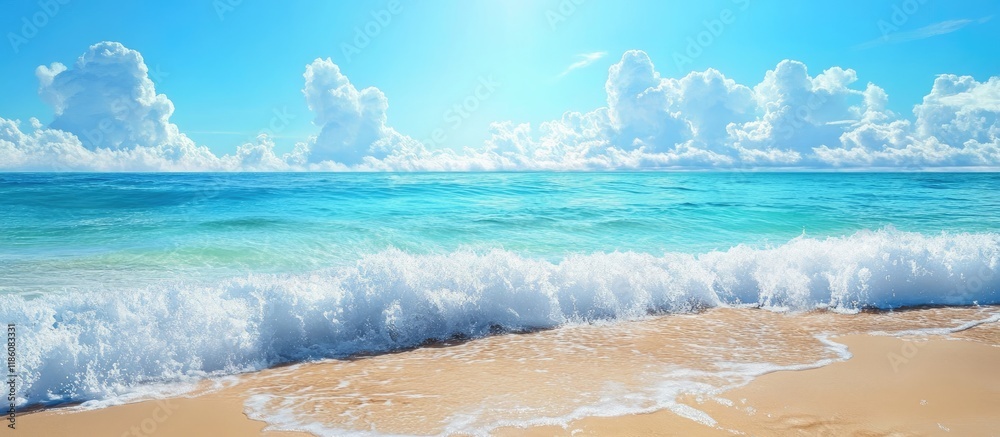 Poster Wavy ocean view Tropical summer holiday idea. with copy space image. Place for adding text or design