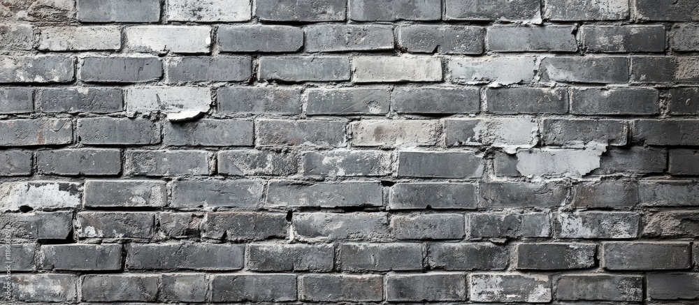 Poster gray brick wall outside of an old structure retro interior texture. with copy space image. place for