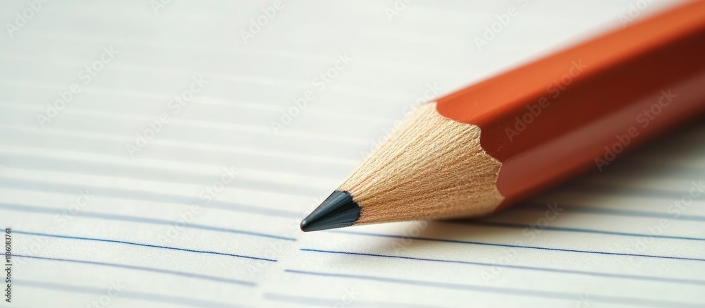 Poster pencil on a lined notebook close up copy space