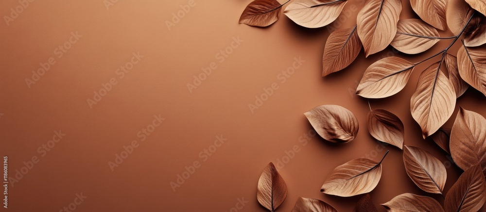 Fototapete beautiful wallpaper background featuring leaves in a brown color tone. with copy space image. Place for adding text or design