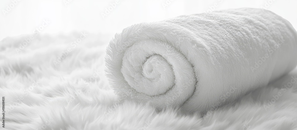 Aufkleber clean white towel rolled into a blanket showcasing a textured textile a delicate white background co