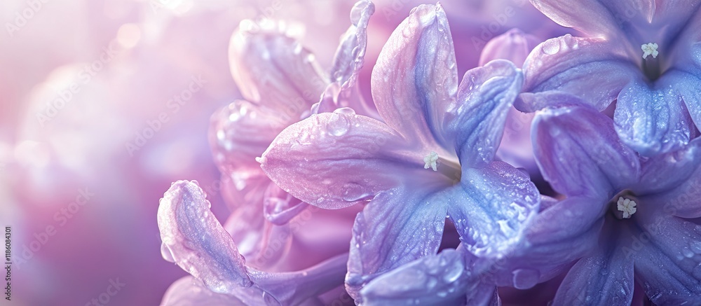 Aufkleber fresh wet hyacinth flowers a super macro image of spring blooms featuring soft focus and a shallow d