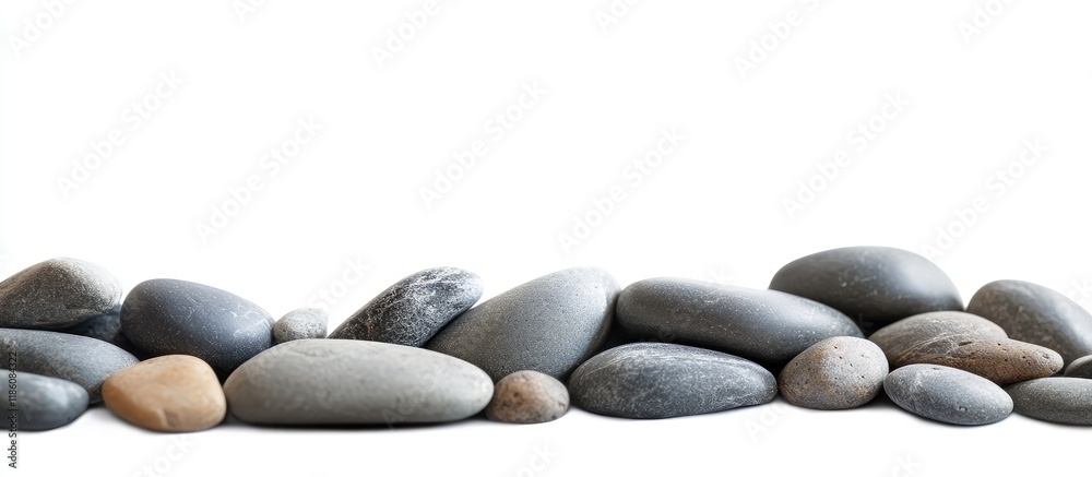 Leinwandbilder a curve of pebbles set against a white background. with copy space image. place for adding text or d