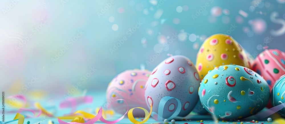 Aufkleber Background featuring painted Easter eggs Happy Easter egg. with copy space image. Place for adding text or design