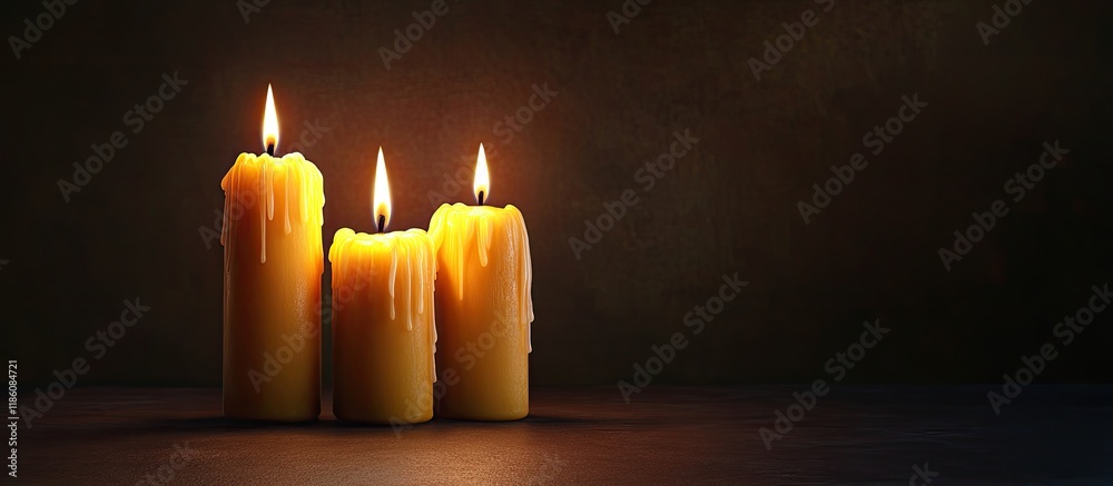Fototapete advent candles lit. with copy space image. Place for adding text or design