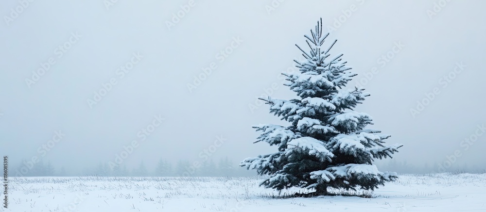 Leinwandbilder snow covered christmas tree. with copy space image. place for adding text or design