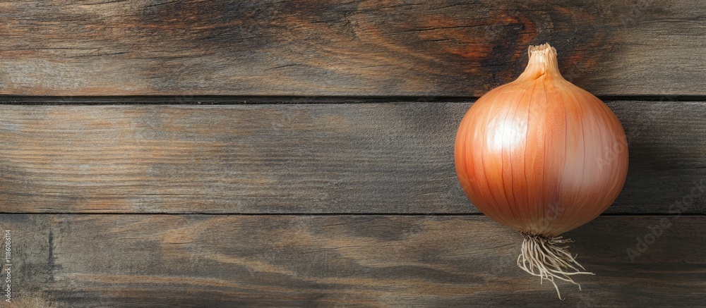 Poster onion set on a wooden board a fresh and healthy ingredient for cooking one onion against a rustic wo