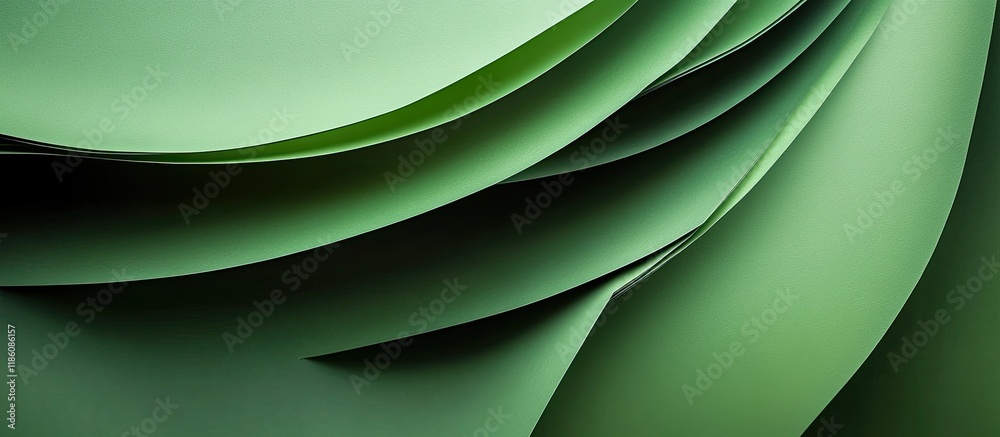 Leinwandbilder Green paper sheets as a backdrop. with copy space image. Place for adding text or design