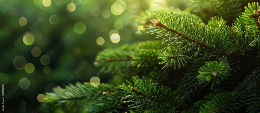 Canvas Prints green spruce pine needles bloom. with copy space image. place for adding text or design