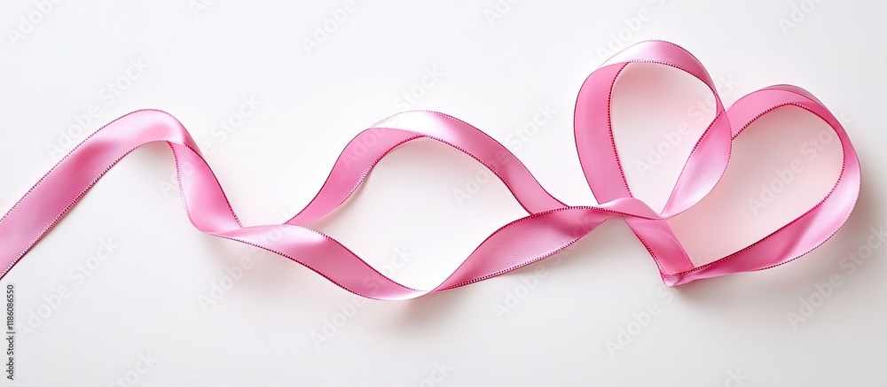 Poster heart shaped pink ribbon isolated on white. with copy space image. place for adding text or design