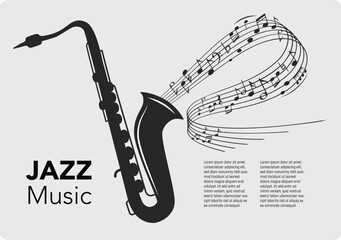 Vector music melody note flow from saxophone stock illustration