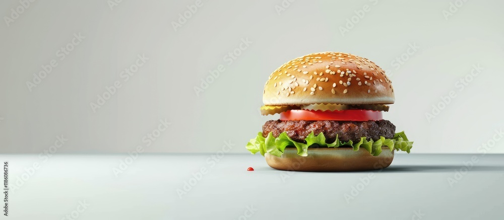 Aufkleber burger on a gray background. with copy space image. Place for adding text or design