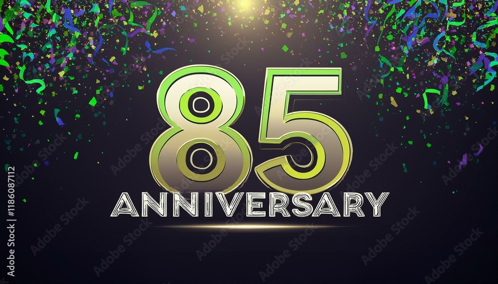 Wall mural 85 anniversary celebration with confetti. Generated image