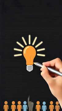 One person holding an idea bulb with light rays emanating, surrounded by others, symbolizing Employee Provident Fund, EPF account benefits, employee savings, and teamwork