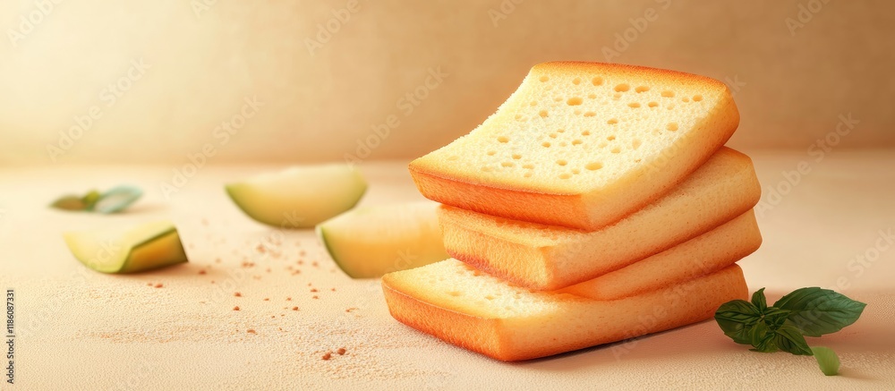 Fototapete Japanese bread Melonpan Melon cookie mixture. with copy space image. Place for adding text or design