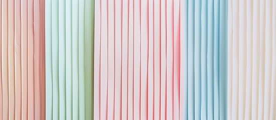 Obraz premium Close up of three layers of pastel striped paper texture for the background Three sheets of pastel striped paper. with copy space image. Place for adding text or design