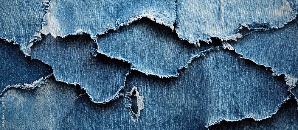 Poster texture of torn denim jeans. with copy space image. Place for adding text or design
