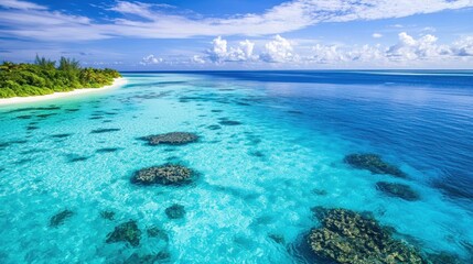 Obraz premium Tropical Paradise: Azure Waters and Lush Coastline