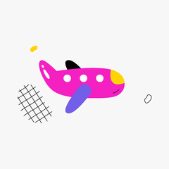 Airplane in flat vector illustration symbolizing travel, aviation, and exploration, isolated on white background.