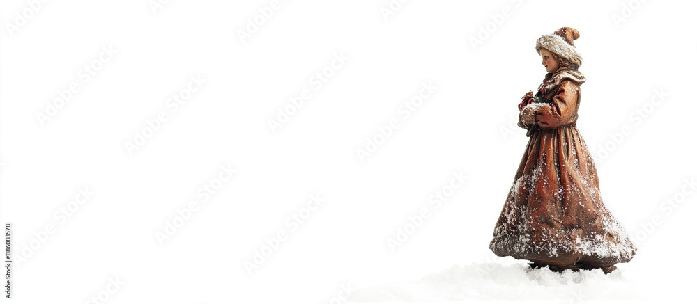 Poster isolated objects a very old traditional handmade christmas decoration figurine the snow maiden or sn