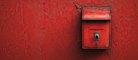Traditional red colored old Indian mailbox post box letterbox. with copy space image. Place for adding text or design