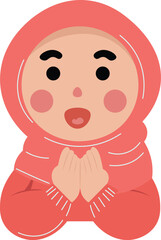 Illustration of a Girl in a Pink Hijab