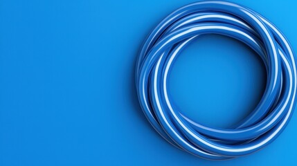 Abstract Blue Coil on Blue Background Circular Design Element