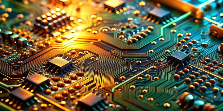High-resolution close-up reveals intricate SMT circuit board details: components and traces.