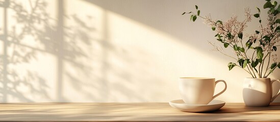 Drink morning coffee before starting work to feel refreshed. with copy space image. Place for adding text or design