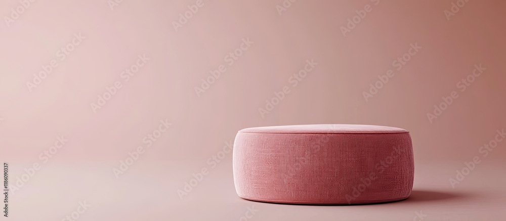 Poster pink pouf box. with copy space image. Place for adding text or design