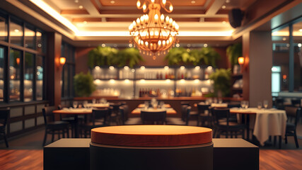 Table podium on restaurant or cafe. Generative AI