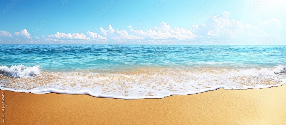 Poster an absolutely perfect beach featuring golden sand. with copy space image. Place for adding text or design
